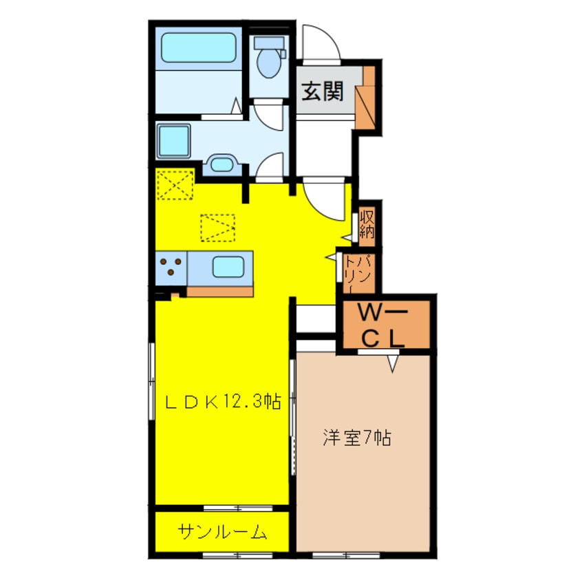 間取図 ポルズブロッコ　ヴェントットＡ
