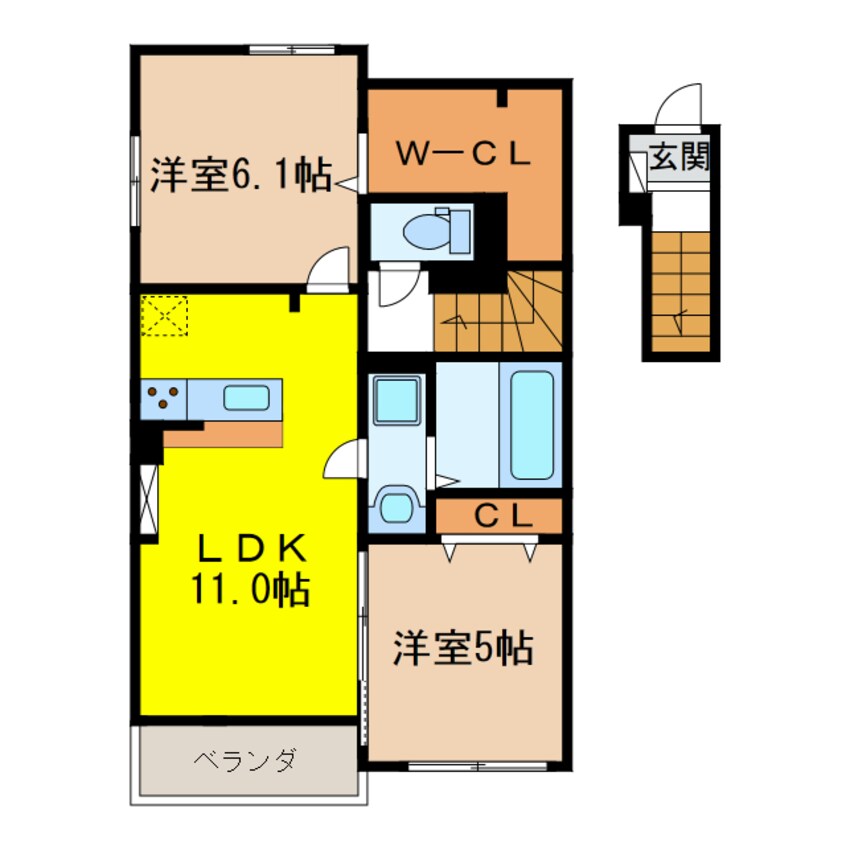 間取図 ポルズブロッコ　ヴェントットＤ