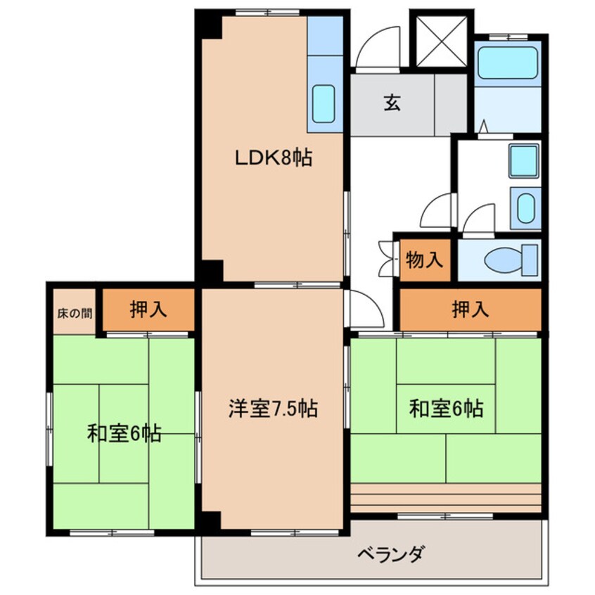 間取図 名鉄各務原線/市民公園前駅 徒歩6分 5階 築42年