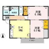 セジュール申子 2DKの間取り