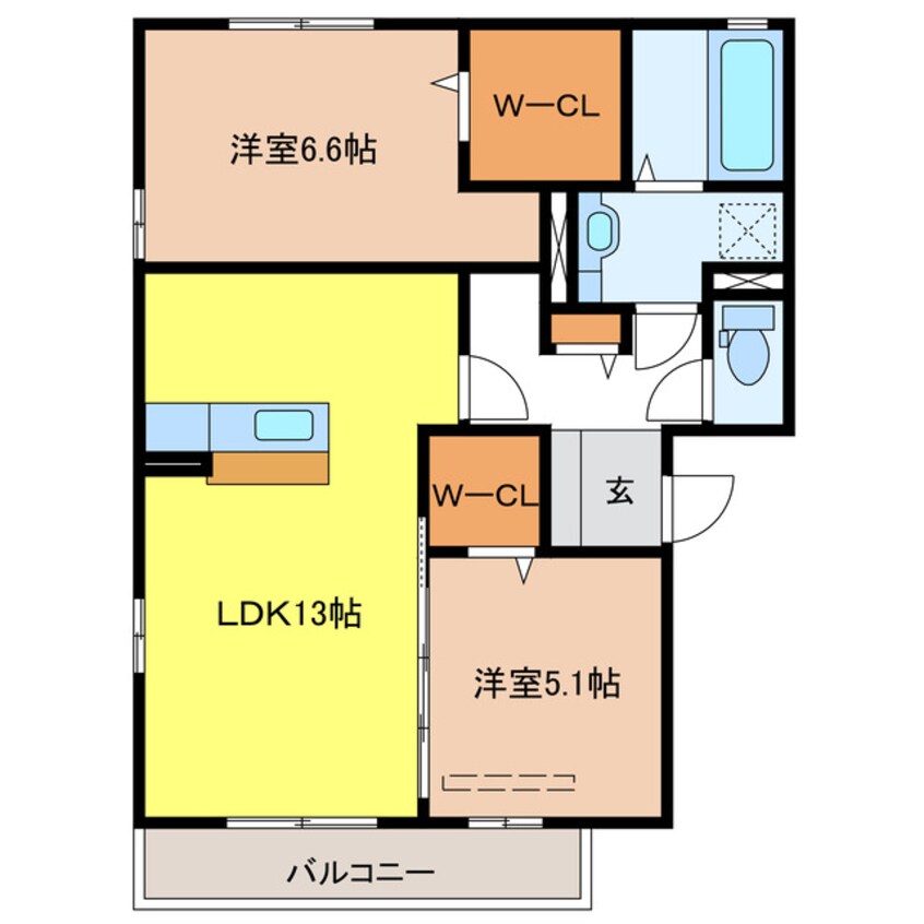 間取図 セジュール三ツ池A