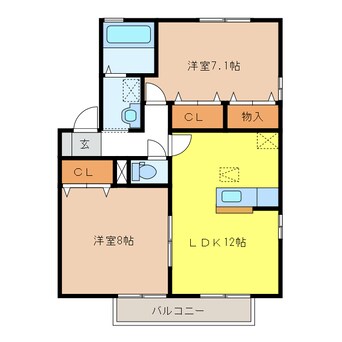 間取図 ロイヤルタウンおがせ B棟