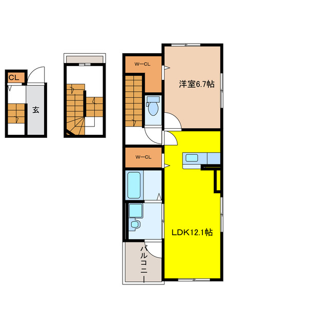 コンフォート各務原　E 1LDKの間取り