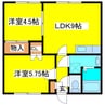 ベルアベニュー 2DKの間取り