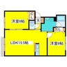 あかしあハイツA棟 2LDKの間取り