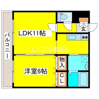 間取図 シャトーポルテ上野幌