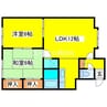 リバー平岡 2LDKの間取り
