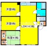 北栄ハイツC 3LDKの間取り