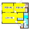 サニーＢ棟 2LDKの間取り