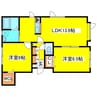 リバーサイド壱番館 2LDKの間取り