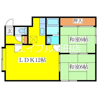 間取図 札幌市営地下鉄東豊線/福住駅 バス16分中央バス　真栄2-2下車:停歩3分 2階 築39年