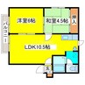 パナハイツアルファ北野 2LDKの間取り