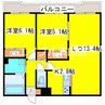 レジデンス北野ヒルズI 2LDKの間取り