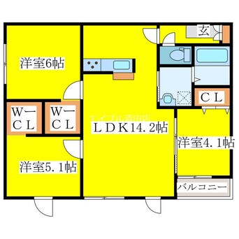 間取図 千歳線/北広島駅 徒歩16分 5階 築1年