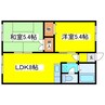 シティハイム稲穂 2LDKの間取り