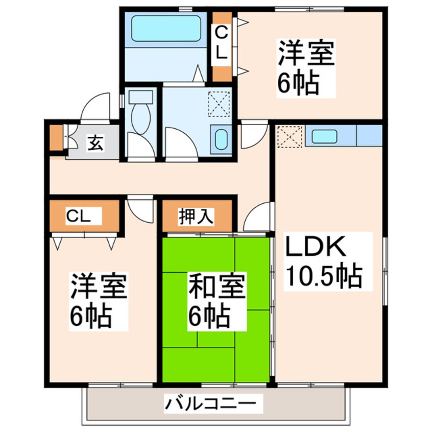 間取図 熊本バス/平成町 徒歩5分 2階 築33年