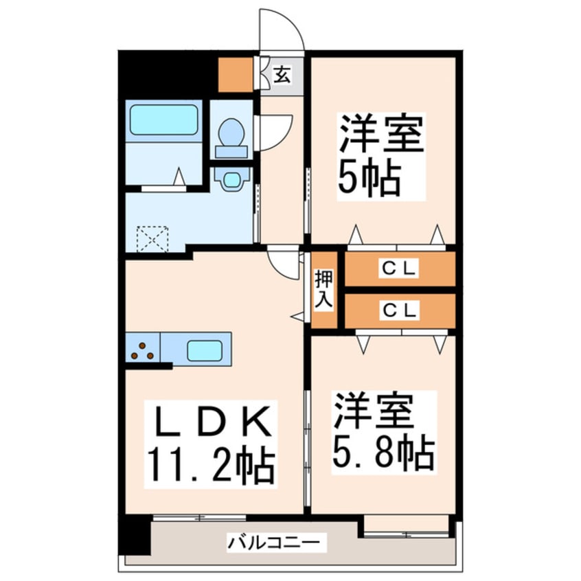 間取図 熊本市電Ａ系統<熊本市交通局>/二本木口駅 徒歩6分 3階 築7年