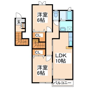 間取図 産交バス（宇土市）/入地町 徒歩25分 2階 築17年