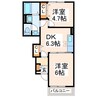 プロスパー・Ⅱ 2DKの間取り