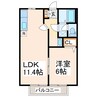 サンヒルズＡ 1LDKの間取り
