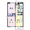 ソレアードハイム高柳Ａ 2DKの間取り