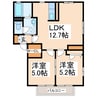 エム・コート富合 2LDKの間取り