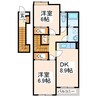 Felicia壱番館 2DKの間取り
