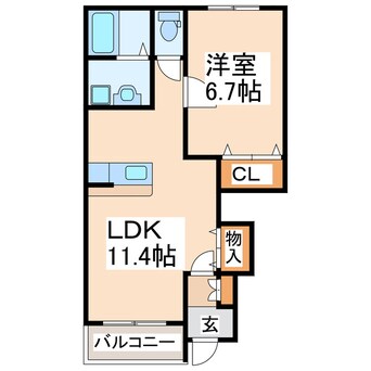 間取図 産交バス（宇土市）/入地町 徒歩4分 1階 築14年