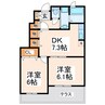 リアフラントⅠ 2DKの間取り
