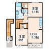 ベルビューコート花園Ａ 2LDKの間取り
