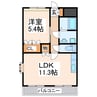 ハイツルーエン 1LDKの間取り