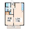 ニューシティ白山Ｂ 1LDKの間取り