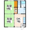 築籠ハイツ 2DKの間取り