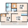 緒方アパハウス 2LDKの間取り