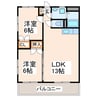 パークヒルズＫ 2LDKの間取り