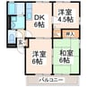 ガーデンハイツⅠ 3DKの間取り