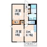 ソレアードハイム高柳Ｂ 2DKの間取り