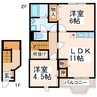 産交バス（宇土市）/上松山 徒歩3分 2階 築22年 2LDKの間取り