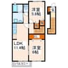 アングレカムＤ 2LDKの間取り