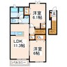 ロータスⅡ 2LDKの間取り