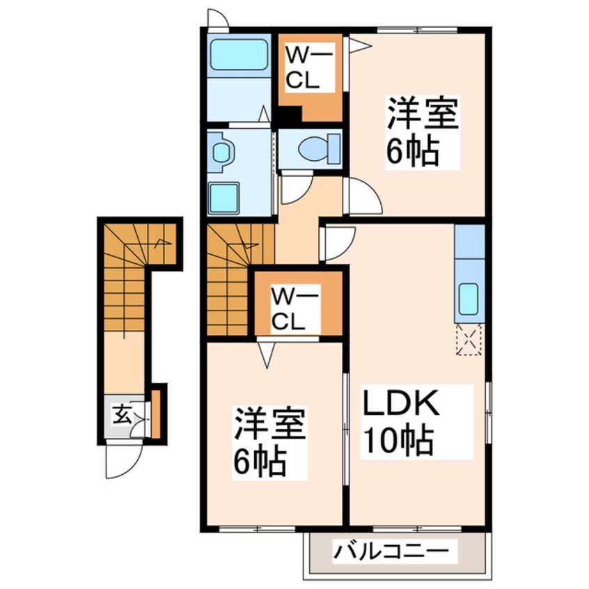 間取図 鹿児島本線/松橋駅 徒歩9分 2階 築15年