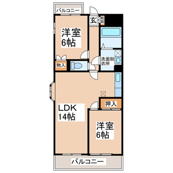 間取図 熊本市営バス/町口神社前 徒歩1分 3階 築30年