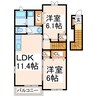 鹿児島本線/富合駅 徒歩18分 2階 築14年 2LDKの間取り