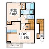 カーネリアンＡ 1LDKの間取り