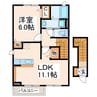 カーネリアンＡ 1LDKの間取り