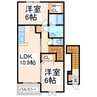 ガーデンヒルズ竹崎 2LDKの間取り