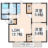サンビレッジ六番館 2LDKの間取り