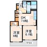 ピアッツァⅠ 2DKの間取り