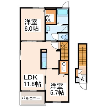 間取図 産交バス（宇土市）/上松山 徒歩12分 2階 築7年