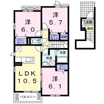 間取図 産交バス（宇土市）/上松山 徒歩3分 2階 築6年